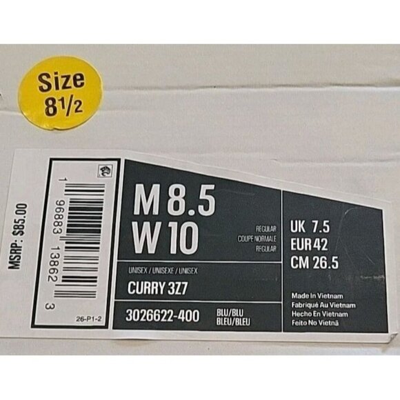 Curry Under Armour Size Mens 8.5 Womens 10 3Z7 Royal Taxi New No Box Yello Logo - Picture 12 of 12